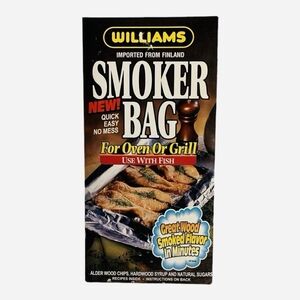 Williams Smoker Bag Alder Wood Chips Fish Oven Grill Cooking NIB Finland